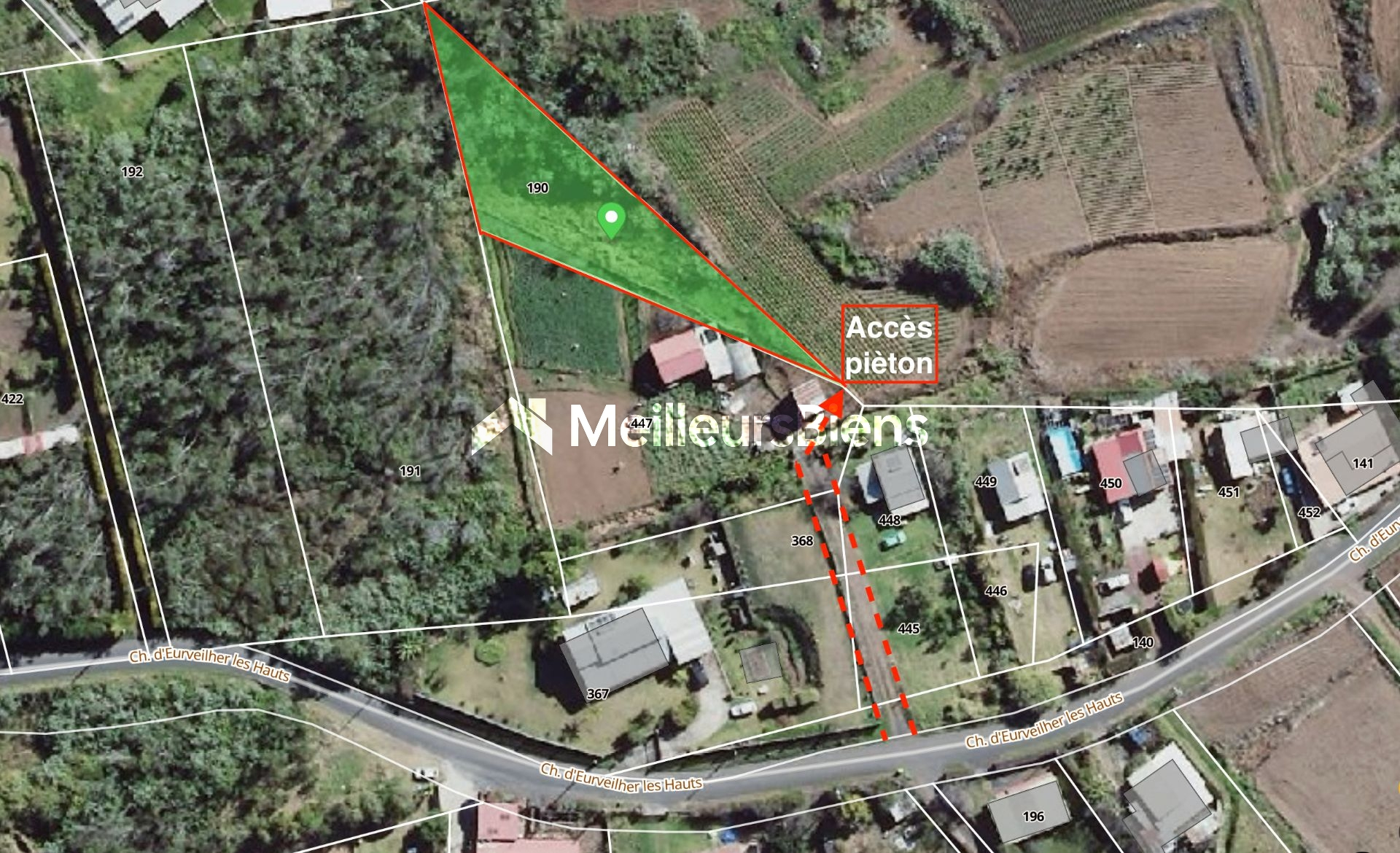 Terrain agricole 1 017 m² – 20 000 € – Plaine des Cafres – Bois Court