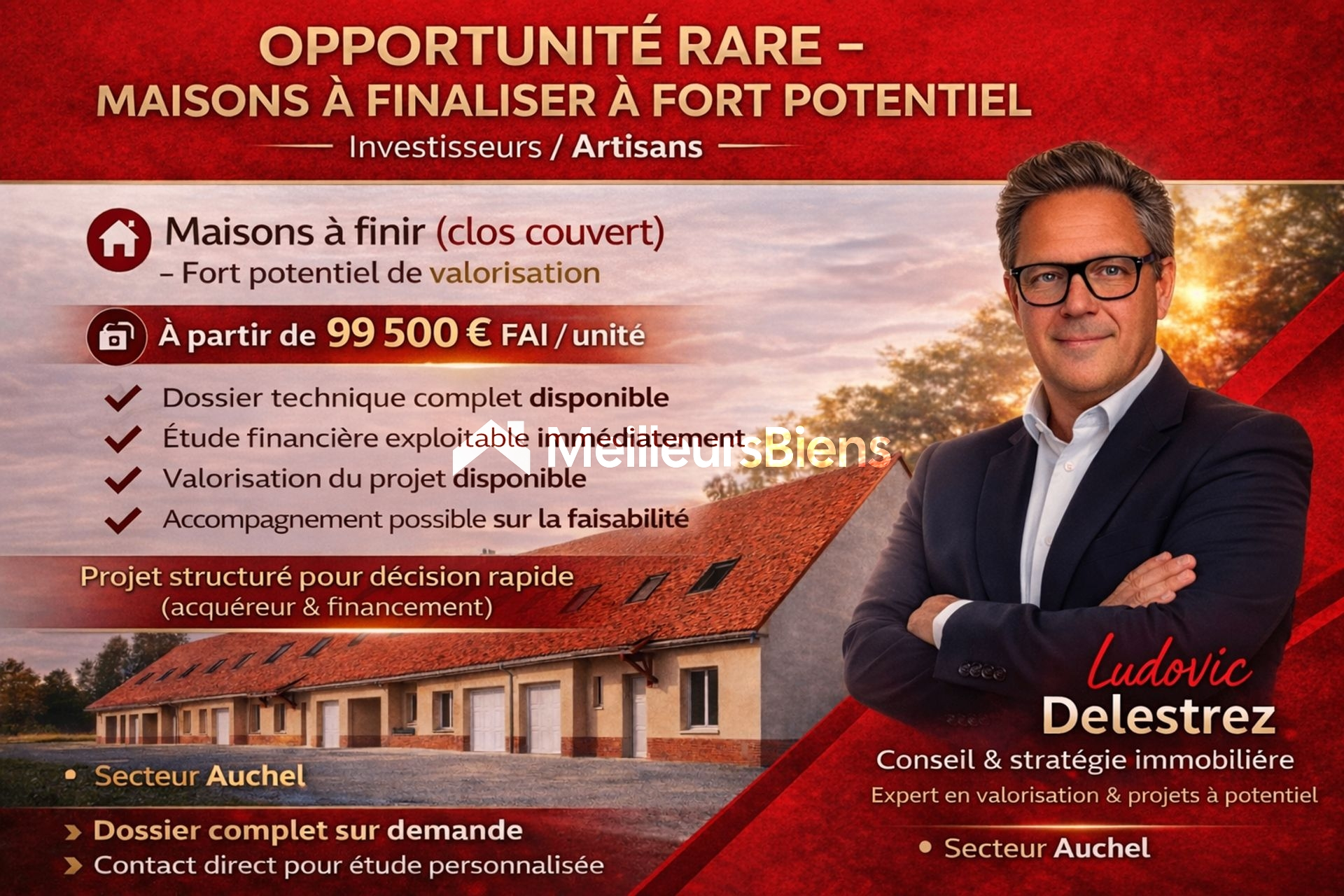 Projet à valoriser – Maisons à finir (clos couvert) – Auchel