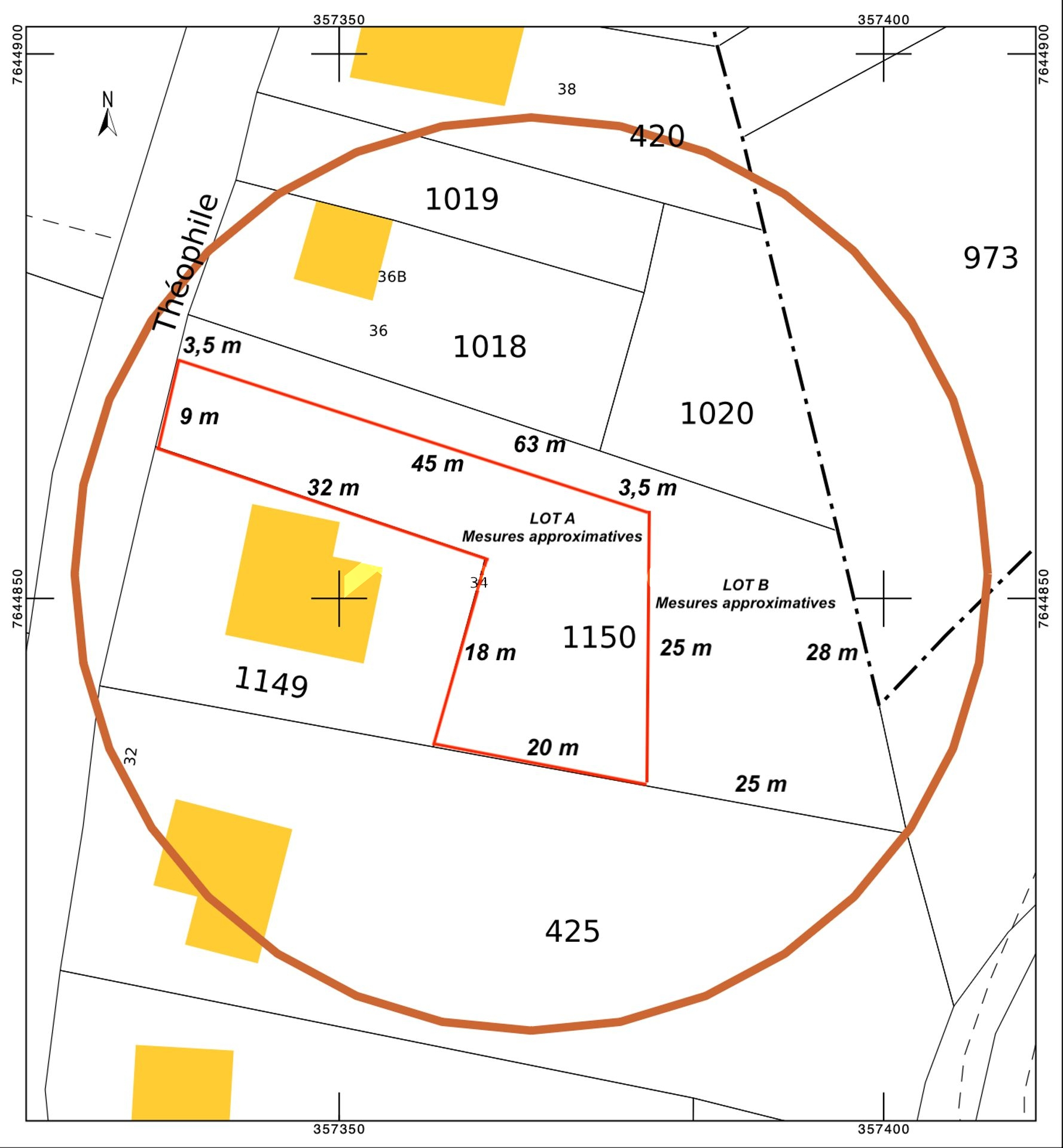 🌿 TERRAIN CONSTRUCTIBLE 640 m² (LOT A) – PLAT - ACCÈS DIRECT – 125,00 €/m2 – SAINT-JOSEPH